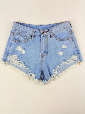 Distressed Denim Shorts Frayed Raw Hem Festival Daisy Dukes Cut Off Jorts